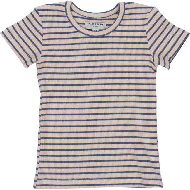 Baby Kai Short Sleeve Tee, Blue & Natural Stripe
