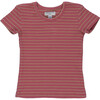 Baby Kai Short Sleeve Tee, Pink & Tan Stripe - Tees - 1 - thumbnail