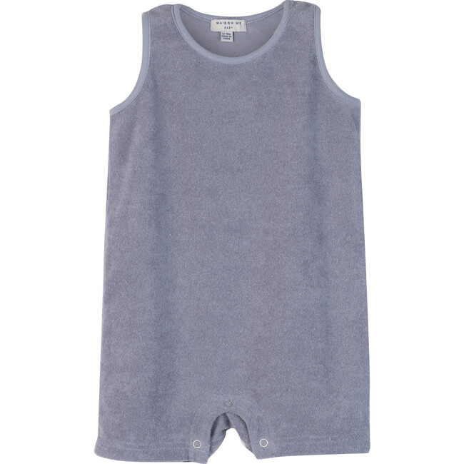 Baby Casey Shorts Romper, Dusty Blue - Rompers - 1