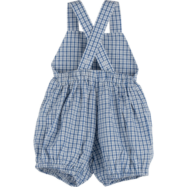Baby Miki Overall Romper, Blue Check