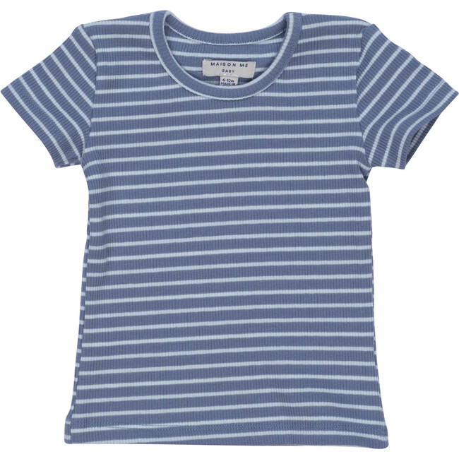 Baby Kai Short Sleeve Tee, Blue & Light Blue Stripe