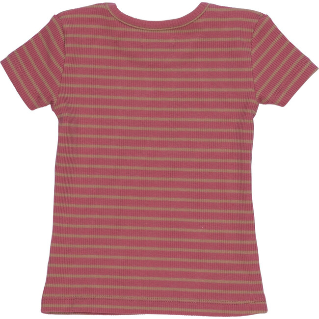 Baby Kai Short Sleeve Tee, Pink & Tan Stripe - Tees - 2