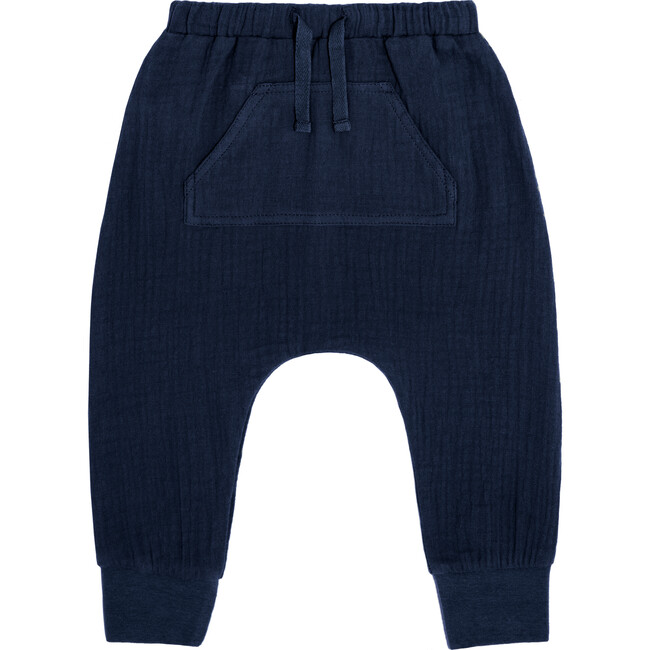 Mattie Jogger Pant, Navy Cotton Muslin - Pants - 1