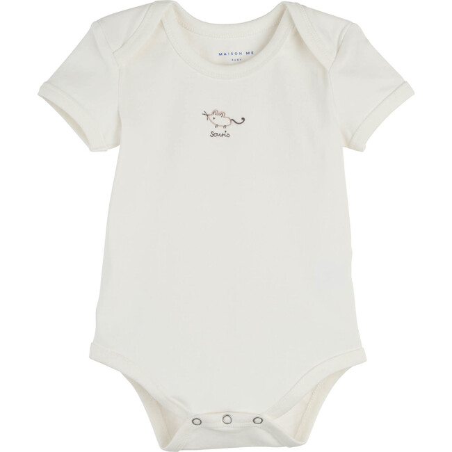 Baby Animal 5 Piece Bodysuit Set, White - Onesies - 5