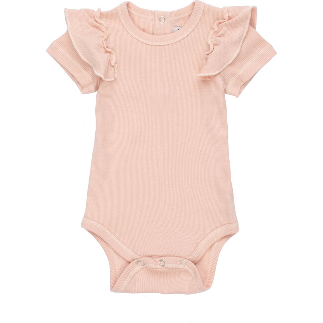 Baby Eden Ruffle Shoulder Bodysuit, Dusty Pink