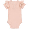 Baby Eden Ruffle Shoulder Bodysuit, Dusty Pink - Onesies - 2