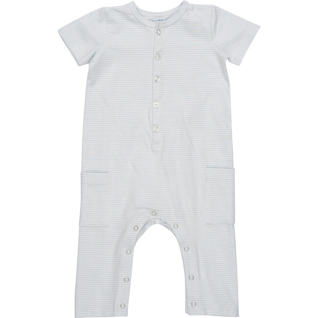 Baby Wilson Coverall, Light Blue Stripe - Rompers - 1