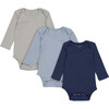 Baby Reagan Long Sleeve Bodysuit Trio, Blue Multi - Onesies - 1 - thumbnail