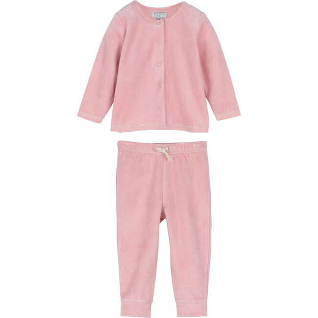 Baby Sky Velour Set, Light Pink - Mixed Apparel Set - 1