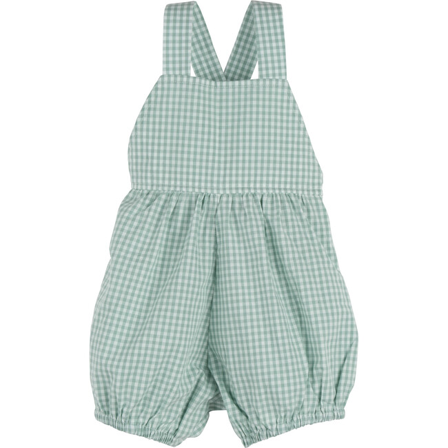 Baby Miki Overall Romper, Mini Sage Gingham