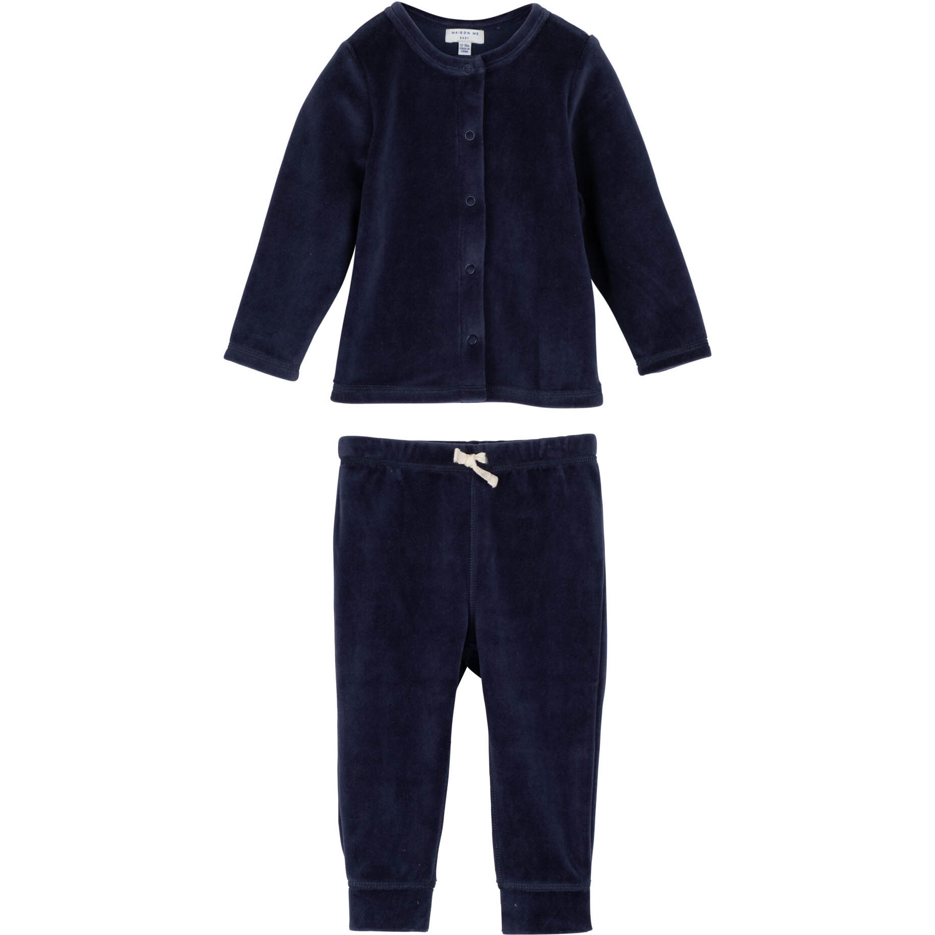 Baby Sky Velour Set, Navy - Mixed Apparel Set - 1
