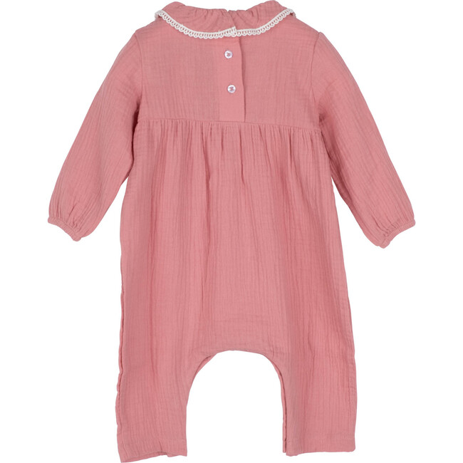 Baby Nia Ruffle Neck Coverall, Dusty Pink