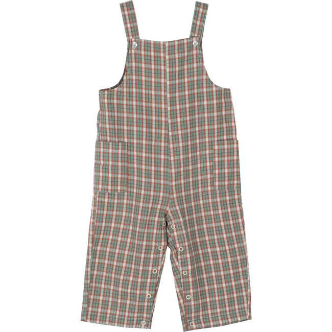 Baby Mattias Overall, Green & Red Check - Overalls - 1