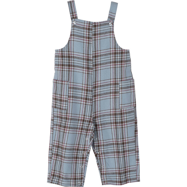 Baby Mattias Overall, Pale Blue Plaid - Overalls - 1