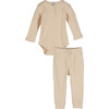 Baby Waffle Henley Set, Natural - Mixed Apparel Set - 1 - thumbnail