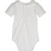 Baby Syd Short Sleeve Pointed Collar Bodysuit, White with White Collar - Onesies - 2 - thumbnail