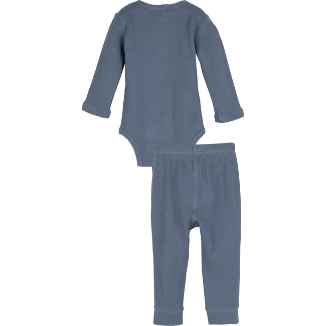 Baby Waffle Henley Set, Dusty Blue - Mixed Apparel Set - 2