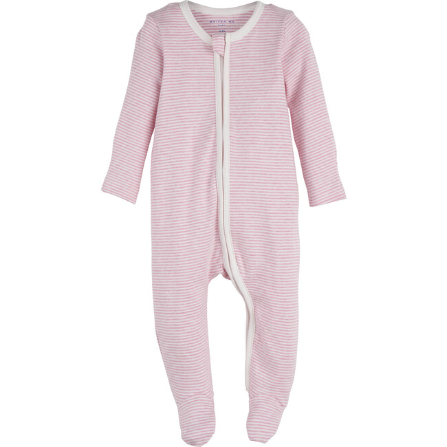Baby Devon Zip Footie, Pink Stripe