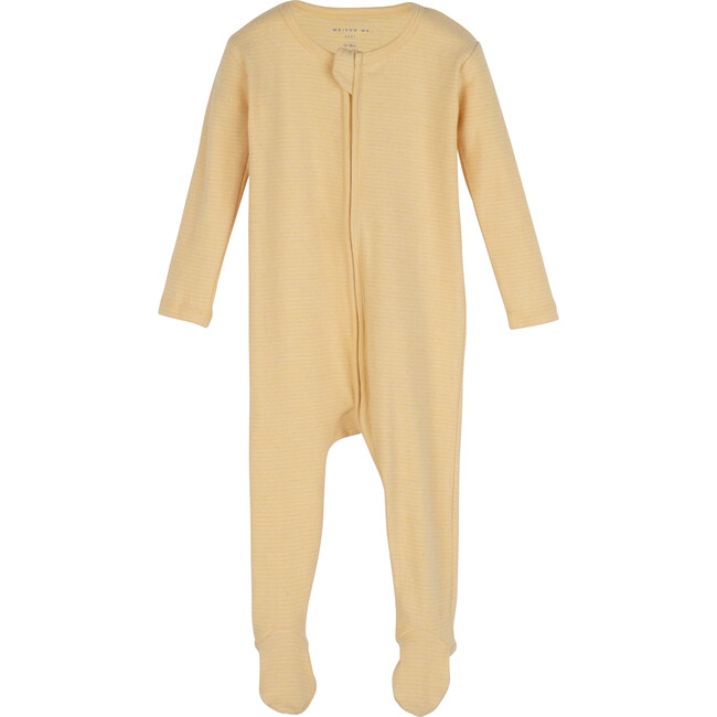 Baby Sawyer Zip Footie Pajama, Yellow Stripe - Onesies - 1