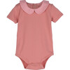 Baby Remy Short Sleeve Collar Bodysuit, Pink with Light Pink Collar - Onesies - 1 - thumbnail