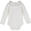 Baby Remy Long Sleeve Collar Bodysuit, White with White Collar - Onesies - 1 - thumbnail