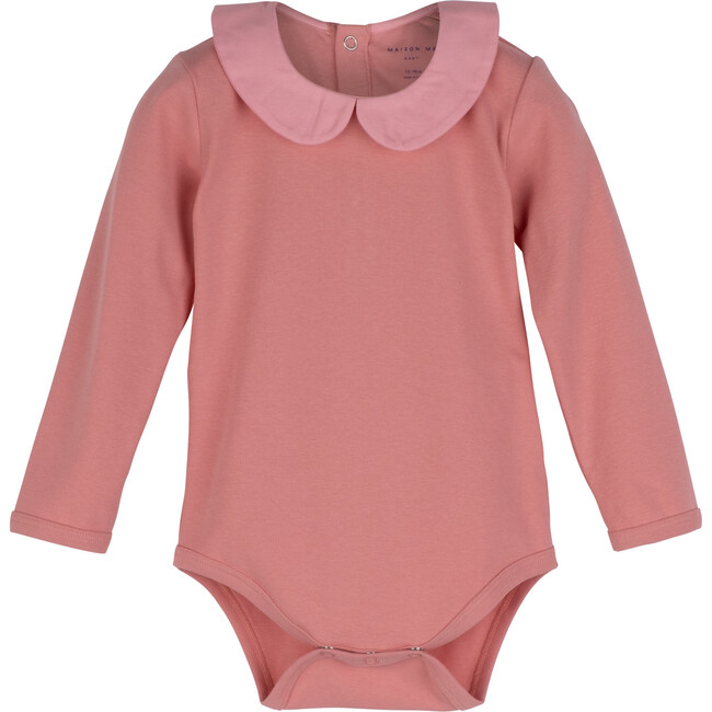 Baby Remy Long Sleeve Collar Bodysuit, Pink with Light Pink Collar