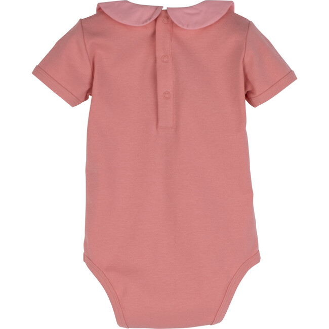 Baby Remy Short Sleeve Collar Bodysuit, Pink with Light Pink Collar