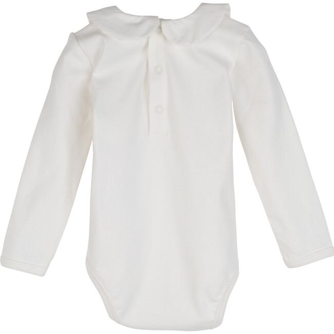 Baby Remy Long Sleeve Collar Bodysuit, White with White Collar