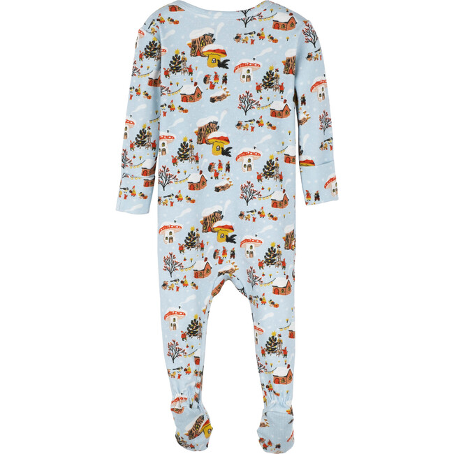 Baby Sawyer Holiday Zip Footie Pajama, Winter Mushroom Village - Pajamas - 2