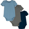 Baby Perry Short Sleeve Bodysuit Trio, Blue & Green Multi - Onesies - 1 - thumbnail