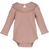 Baby Elsie Ruffle Neck Bodysuit, Pink - Onesies - 1 - thumbnail
