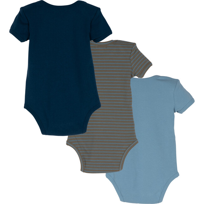 Baby Perry Short Sleeve Bodysuit Trio, Blue & Green Multi