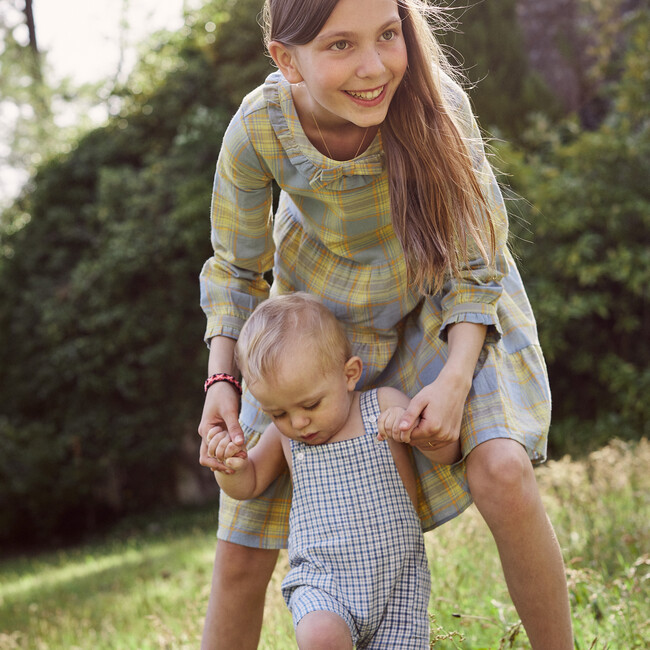 Baby Matteo Overall, Blue Check - Overalls - 4