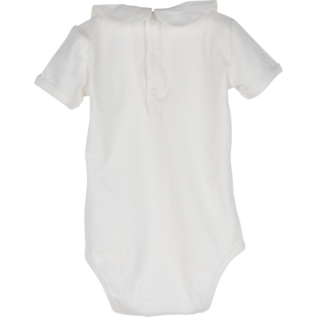 Baby Remy Short Sleeve Collar Bodysuit, White with White Collar - Onesies - 3