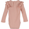 Edena Long Sleeve Ruffle Shoulder Bodysuit, Pink - Onesies - 2