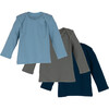 Andie Baby Long Sleeve Tee Trio, Blue & Green Multi - Shirts - 1 - thumbnail