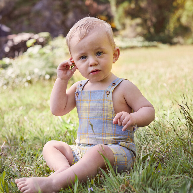 Baby Matteo Overall, Blue Yellow Check - Overalls - 2