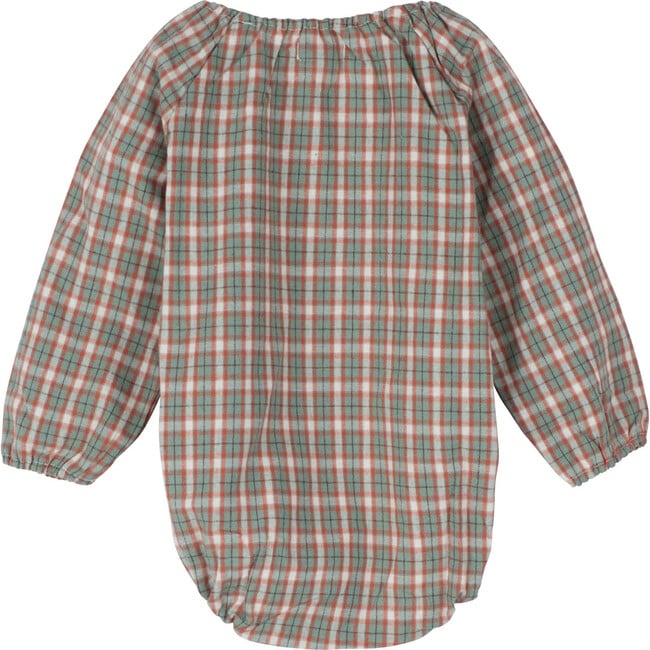 Baby Leila Long Sleeve Bubble, Green & Red Check - Rompers - 2