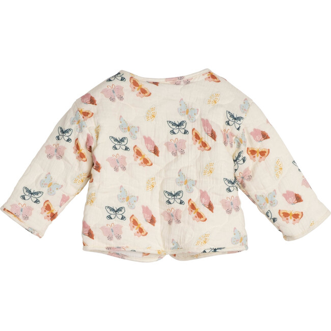 Baby Esme Quilted Jacket, Cream Butterflies - Jackets - 3