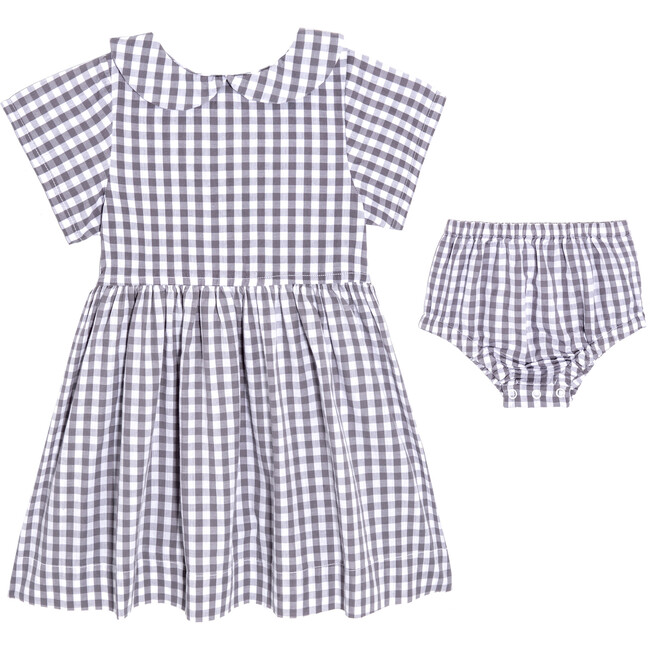 Eloise Baby Dress, Grey Gingham - Play Dresses - 3