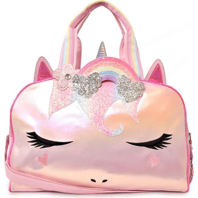 Miss Gwen Rainbow Crown Metallic Duffle Bag, Pink - Bags - 1