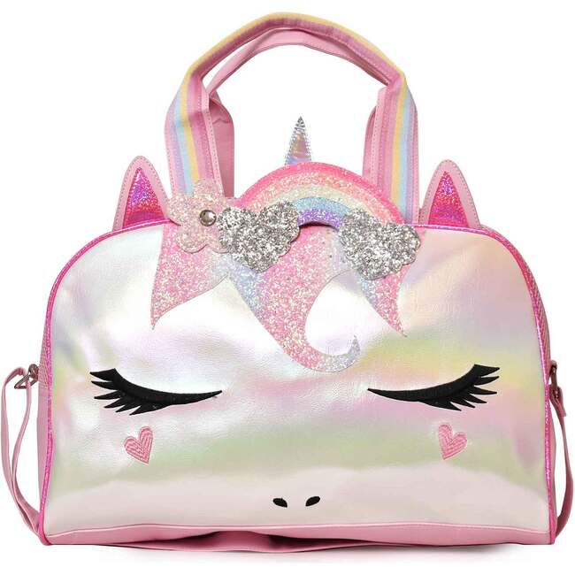 Miss Gwen Rainbow Crown Pink Metallic Duffle Bag, Pink OMG