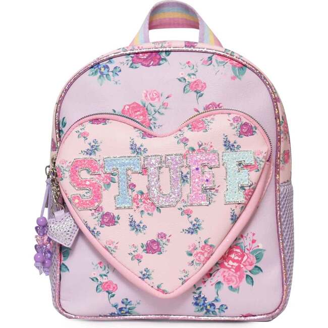 STUFF' Ditzy Daze Print Mini Backpack with Heart Pocket, Purple - Backpacks - 1