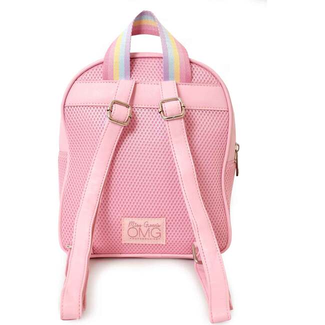 AMOUR' Miss Gwen Paris Print Mini Backpack with Heart Pocket, Pink - Backpacks - 3
