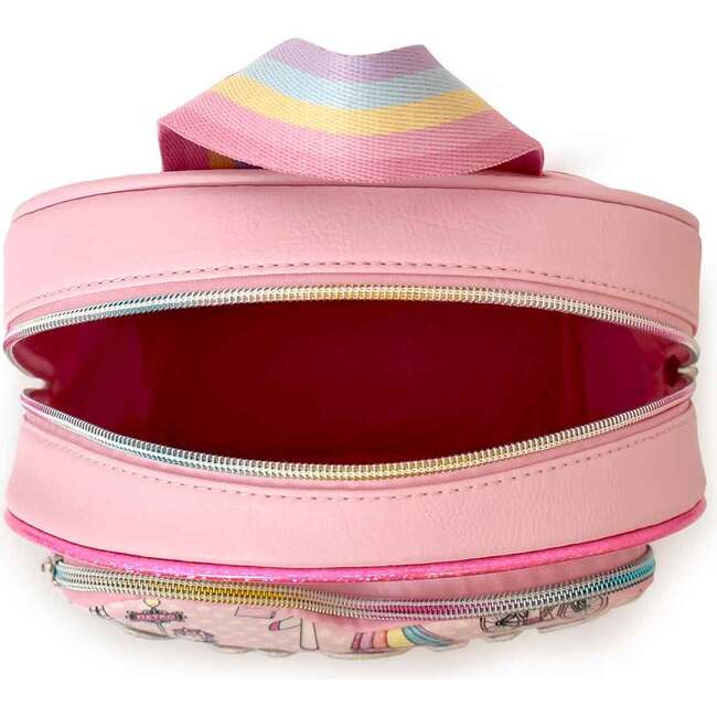 AMOUR' Miss Gwen Paris Print Mini Backpack with Heart Pocket, Pink - Backpacks - 4