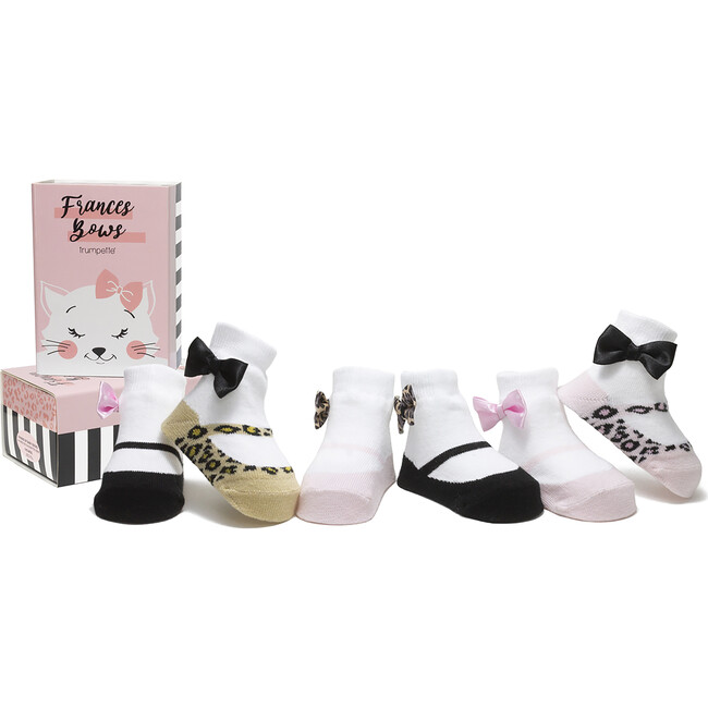 Frances Bows Sock Set, Leopard Neutral - Socks - 1