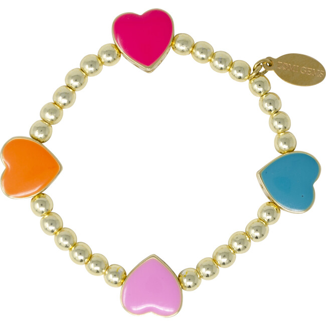 Stretchy Hearts Bracelet, Rainbow