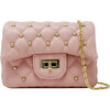 Classic Quilted Stud Handbag, Pink - Bags - 1 - thumbnail