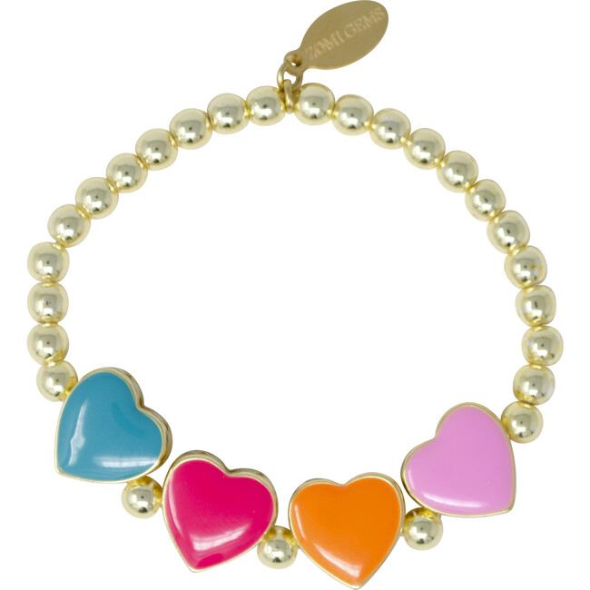 Stretchy Hearts Row Bracelet, Rainbow