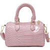 Crocodile Leather Patant Duffle Handbag, Pink - Bags - 1 - thumbnail